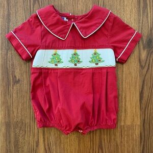 Christmas Smocked Baby Boy Bubble